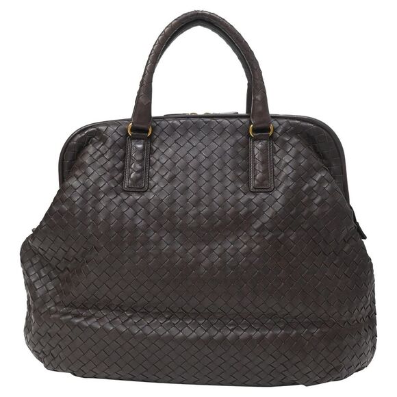 Bottega Veneta Handbags - Bottega Veneta Intrecciato Top Handle Bag in Brown Leather